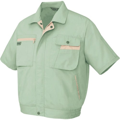 アイトス 半袖ブルゾン(男女兼用) グリーン×ライ