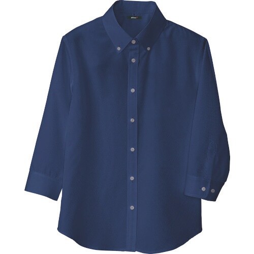 アイトス レディース七分袖ボタンダウンシャツ ネイ