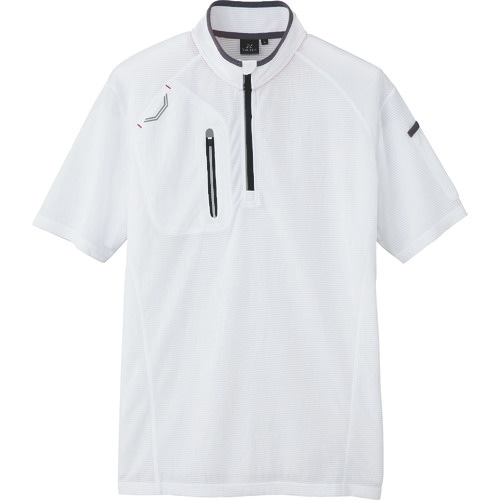 アイトス 半袖ハーフZIPシャツ(男女兼用) ホワ