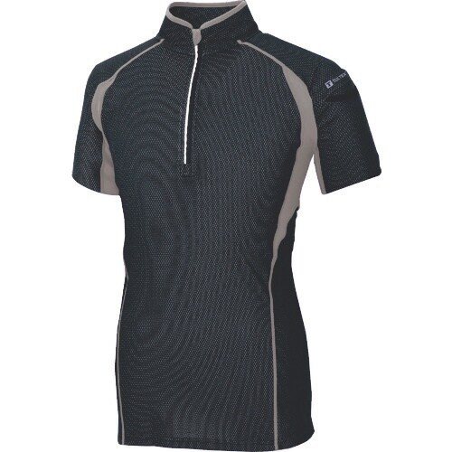 アイトス ハーフZIP半袖シャツ ブラック 3L