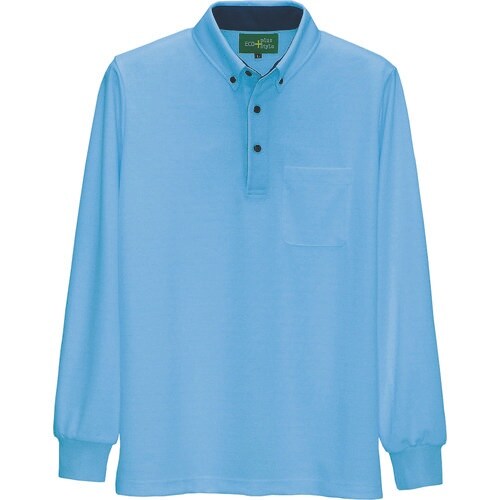 アイトス 制電長袖ポロシャツ(男女兼用) サックス