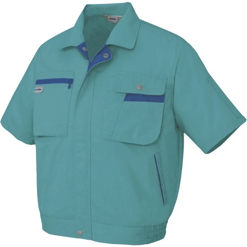 アイトス 半袖ブルゾン(男女兼用) ターコイズ×ネ