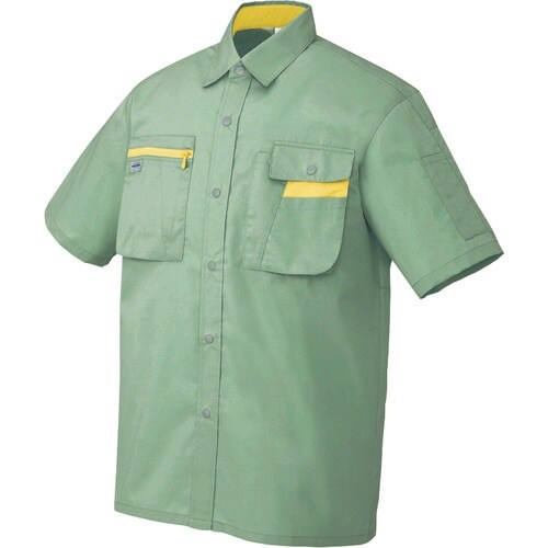 アイトス 半袖シャツ(男女兼用) オリーブ×マスタ