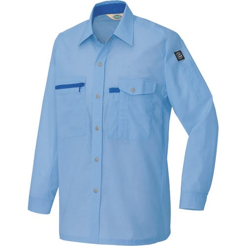 アイトス 長袖シャツ(男女兼用)(薄地) サックス