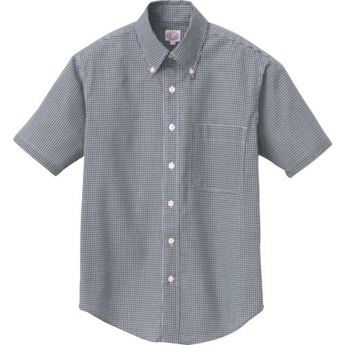 アイトス 半袖ギンガムチェックボタンダウンシャツ(