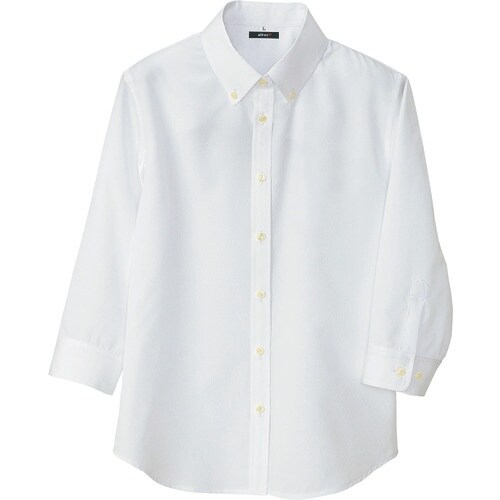 アイトス レディース七分袖ボタンダウンシャツ ホワ