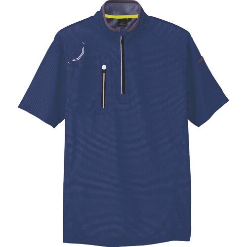 アイトス 半袖ハーフZIPシャツ(男女兼用) ネイ