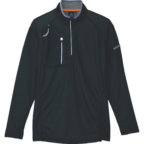 アイトス 長袖ハーフZIPシャツ(男女兼用) ブラ