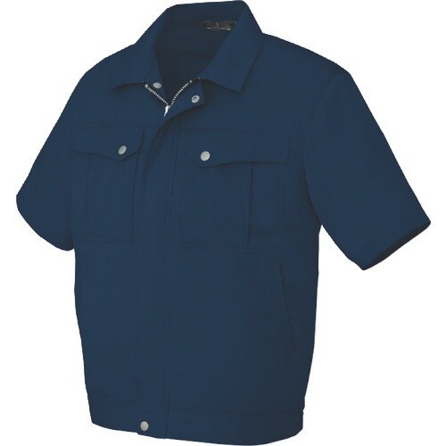 アイトス 半袖ブルゾン(男女兼用) ネイビー LL