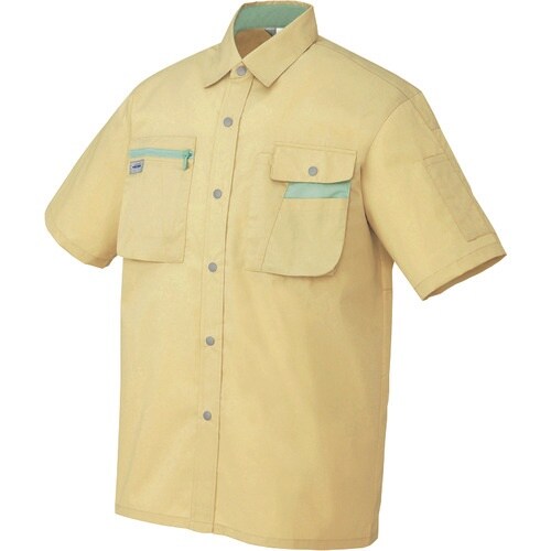 アイトス 半袖シャツ(男女兼用) マスタード×オリ