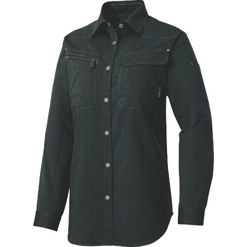 アイトス レディース長袖シャツ(薄地) カーキブラ