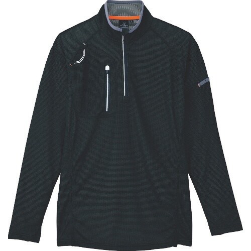 アイトス 長袖ハーフZIPシャツ(男女兼用) ブラ