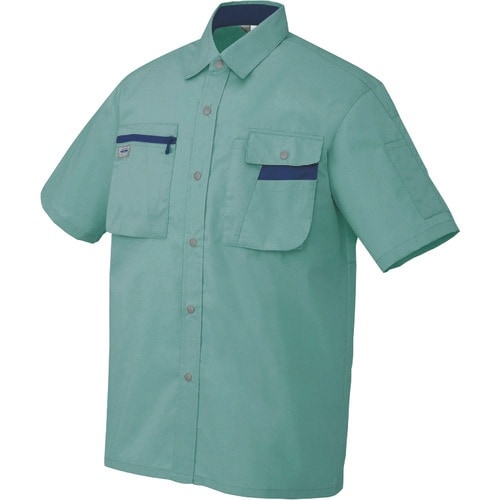 アイトス 半袖シャツ(男女兼用) ターコイズ×ネイ