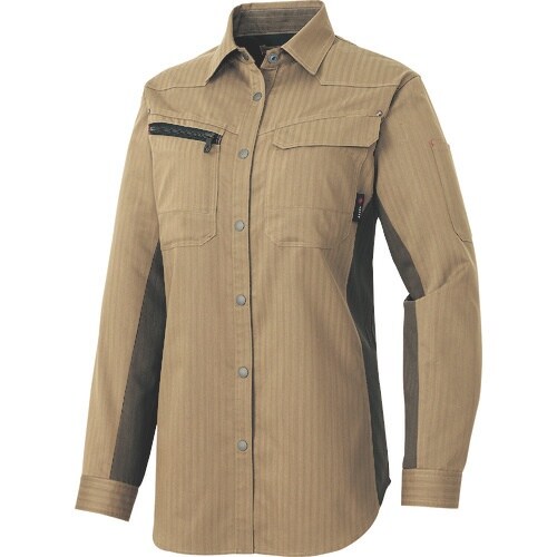 アイトス レディース長袖シャツ(薄地) カーキ 3