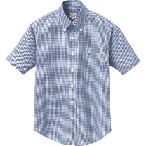 アイトス 半袖ギンガムチェックボタンダウンシャツ(