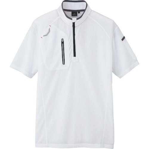 アイトス 半袖ハーフZIPシャツ(男女兼用) ホワ