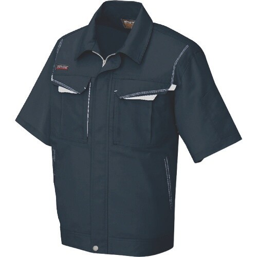 アイトス 半袖ブルゾン(男女兼用) ブラック×シル