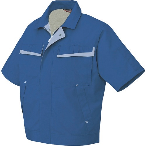 アイトス 半袖ブルゾン(配色)(男女兼用) ロイヤ