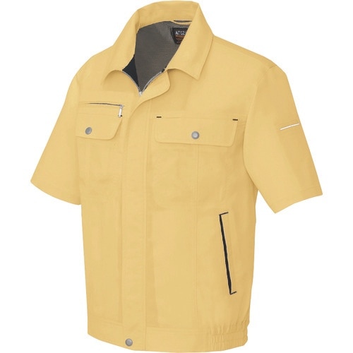 アイトス 半袖ブルゾン(男女兼用) イエロー×ブラ