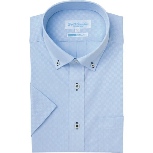 アイトス 半袖ボタンダウンシャツ サックス LL