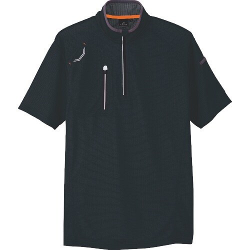 アイトス 半袖ハーフZIPシャツ(男女兼用) ブラ