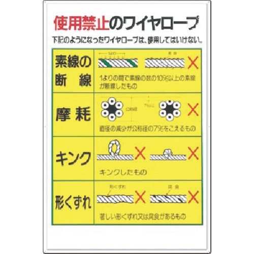 つくし 安全標識 使用禁止のワイヤロープ