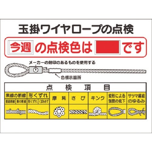 つくし 安全標識 玉掛ワイヤロープの点検