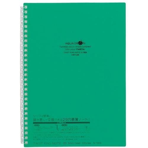 LIHIT ツイストノート 緑 セミB5−29穴