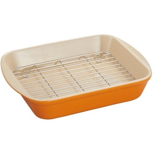 アイメディア そのまま食卓網付オーブン皿 オレンジ