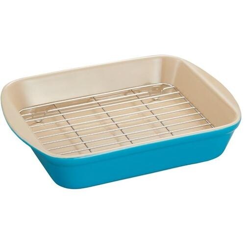 アイメディア そのまま食卓網付オーブン皿 ターコイ