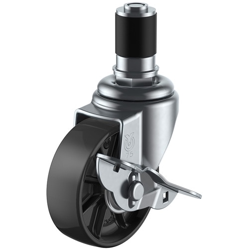 ユーエイ 差し込み式 自在 キャスター 黒ナイロン