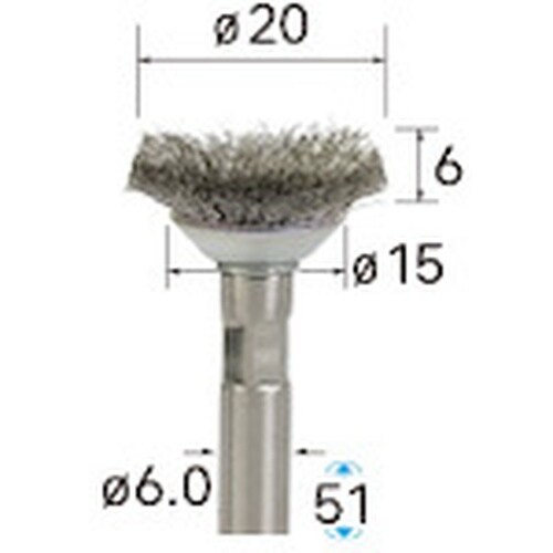 ナカニシ ステンレスブラシ ベベル φ20×6×軸
