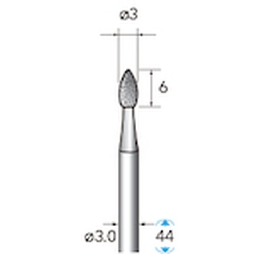ナカニシ 天然ダイヤモンドバー 雫型 φ3×6×軸