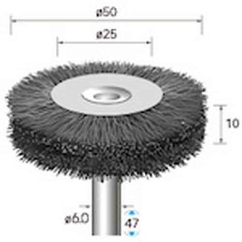 ナカニシ 硬鋼ブラシ ホイール φ50×10×軸φ
