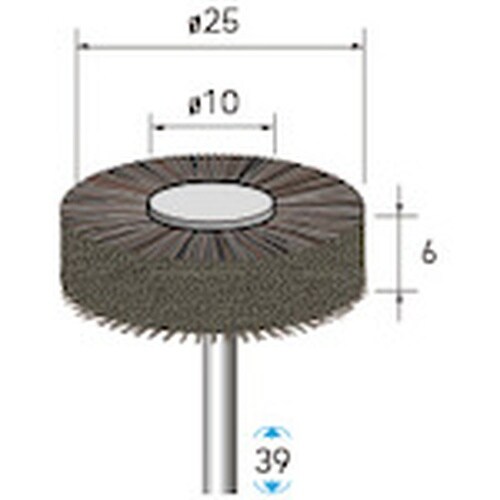ナカニシ 馬毛ブラシ ホイール 5本入 φ25×6