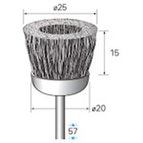ナカニシ ステンレスブラシ カップ 3本入 φ25