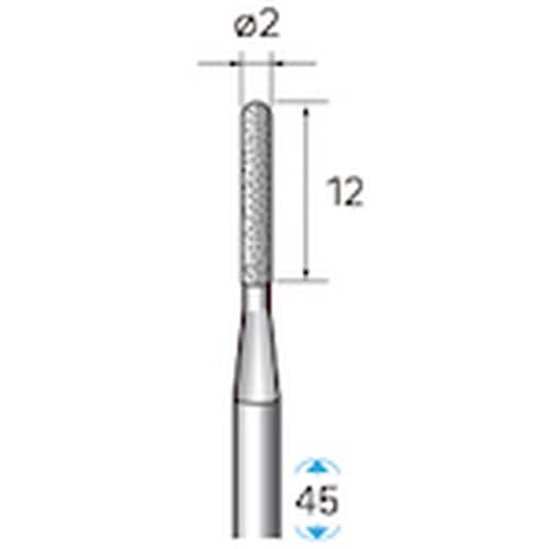 ナカニシ 天然ダイヤモンドバー 円筒先丸型 φ2×