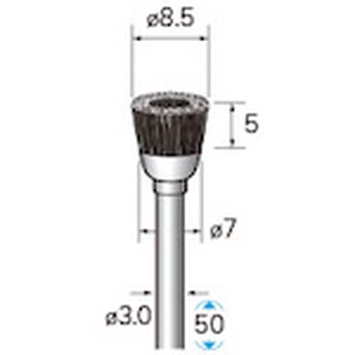 ナカニシ 硬鋼ブラシ カップ 5本入 φ8.5×5