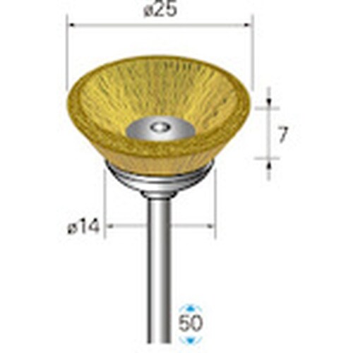 ナカニシ 真鍮ブラシ ベベル 5本入 φ25×7×