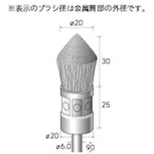 ナカニシ ステンレスブラシ 先尖り 3本入 φ20