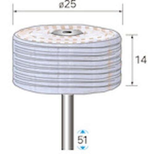 ナカニシ 綿バフ 特厚 2本入 φ25×14×軸φ