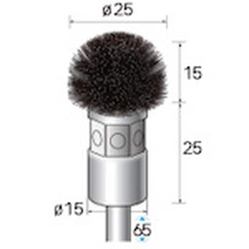 ナカニシ 硬鋼ブラシ 半丸 φ25×15×軸φ6