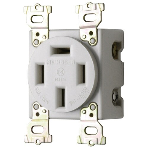 明工 接地3P 30A 埋込コンセント(白)