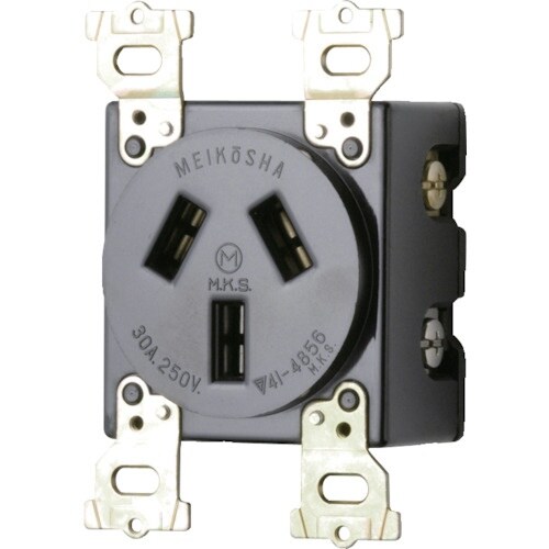 明工 3P 30A 埋込コンセント(白)