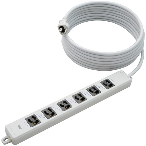 明工 横形OA用抜け止め接地タップ6コ口 ランプ、