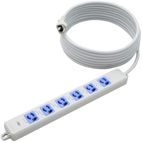 明工 横形OA用抜け止め接地タップ6コ口 ランプ、