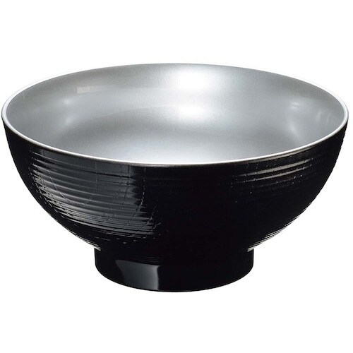 EBM 耐熱6寸乱筋木目丼 外黒内光銀