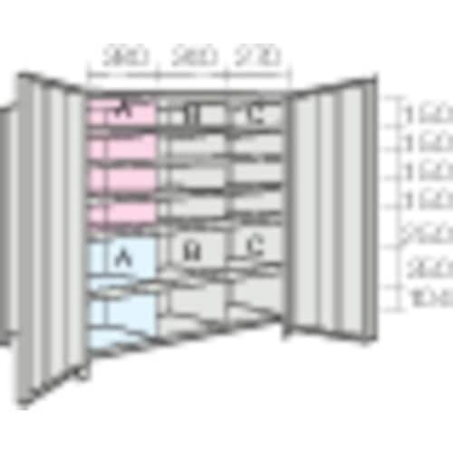 TRUSCO スチールラック 軽量棚両開扉・仕切付