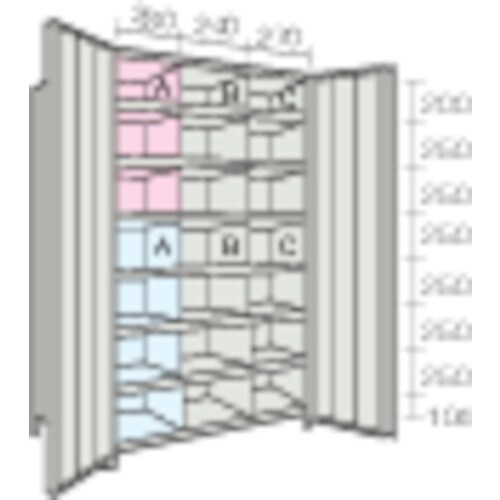 TRUSCO スチールラック 軽量棚両開扉付 87
