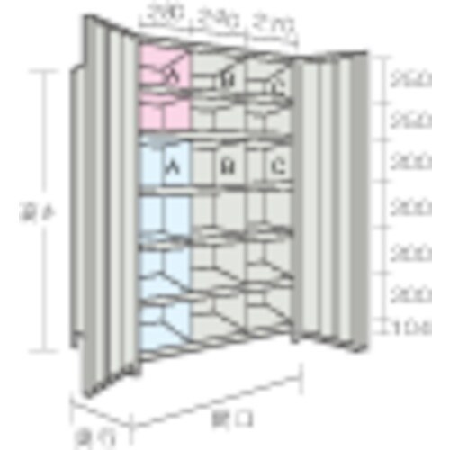 TRUSCO スチールラック 軽量棚両開扉・仕切付
